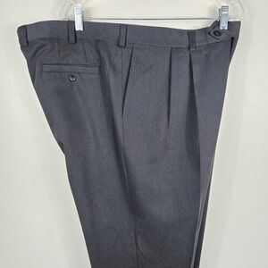 Coppley Sarasota Mens 42R Charcoal Grey Pleated Dress Trousers Unhemmed